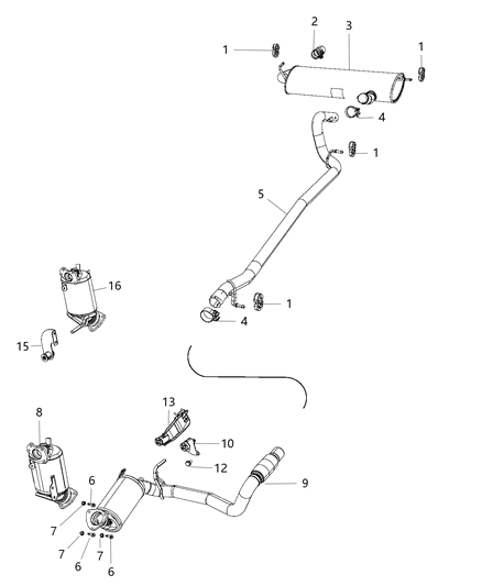 2014 Jeep Wrangler Exhaust System Diagram 1 - Thumbnail