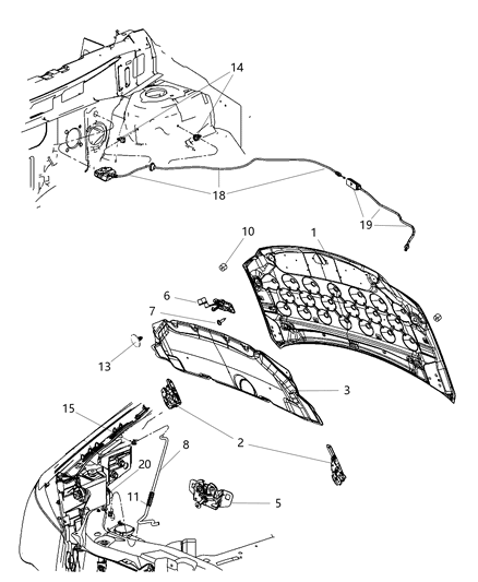 2009 Dodge Grand Caravan Hinge Hood Diagram for 4894865AB