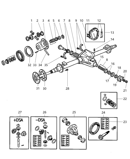 1999 Dodge Ram 3500 Regular Cab Axle, Rear, With Differential Parts Diagram 2 - Thumbnail