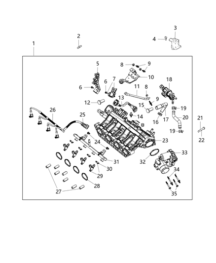 2019 Jeep Compass Gasket Intake Manifold Diagram for 68098389AA