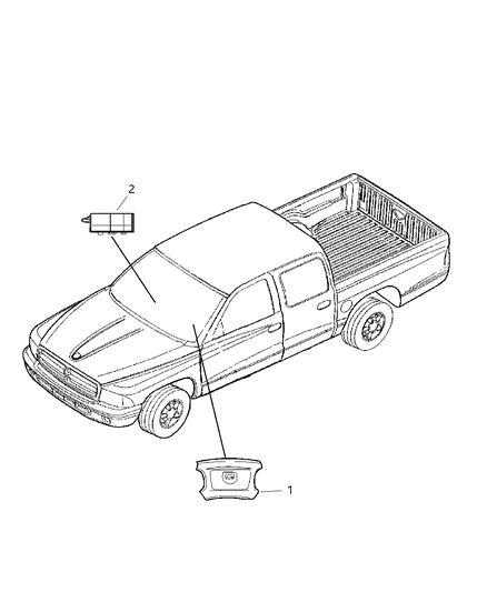 2008 Dodge Dakota Air Bag Passenger, Passenger Side Diagram for 1EM32ZJ8AB