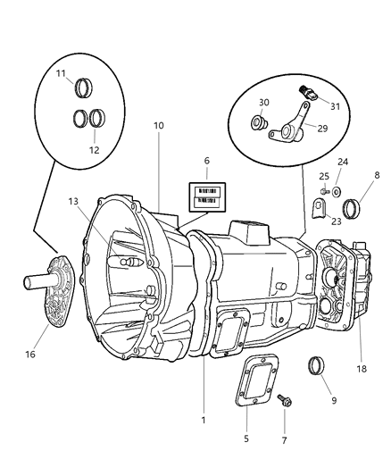 1998 Dodge Ram 3500 Regular Cab Case & Related Parts of Manual Transmission Diagram