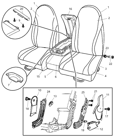 2002 Dodge Dakota Front Seat Diagram 3 - Thumbnail