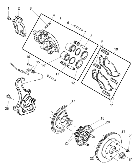 2002 Dodge Ram 1500 Lock Nut, Front Diagram for 6506454AA