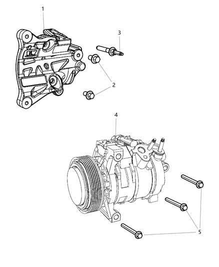 2018 Jeep Wrangler JK (Previous-generation) A/C Compressor Mounting Diagram 1 - Thumbnail