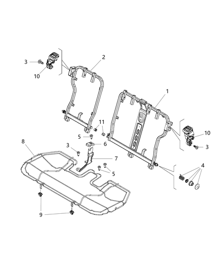 2020 Jeep Renegade Frame Rear Seat Back Diagram for 68439297AA