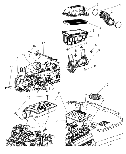 2007 Dodge Ram 1500 Alternator Bolt, Upper Diagram for 6504344