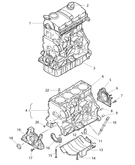 2007 Jeep Compass Engine Long Block See Note For Important Information Diagram for RX034258AC