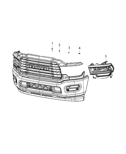 2019 Ram 2500 Lamps, Front Diagram 2 - Thumbnail