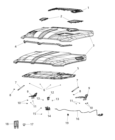2019 Ram 1500 Silencer Hood Diagram for 68310029AB