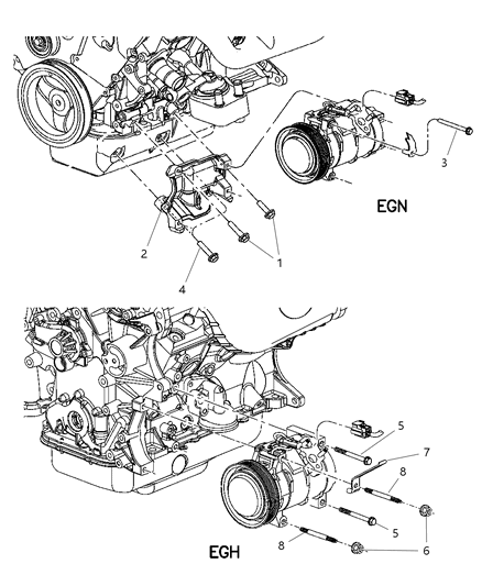 2006 Chrysler Pacifica Bolt A/C Compressor Diagram for 4861658AA