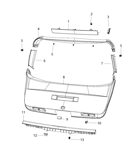2011 Dodge Journey Liftgate Panels & Scuff Plate Diagram