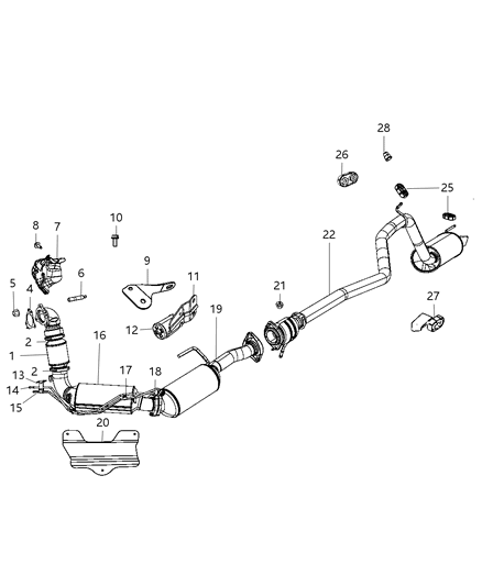 2008 Jeep Grand Cherokee Exhaust System Diagram 1 - Thumbnail