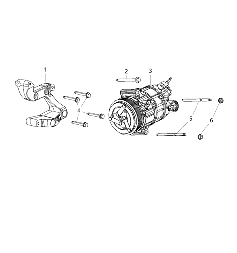 2021 Jeep Wrangler A/C Compressor Mounting Diagram 1 - Thumbnail