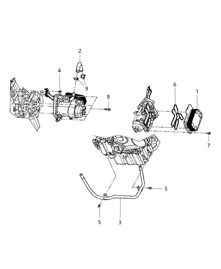 2008 Dodge Nitro Engine Oil Cooler & Hoses / Tubes Diagram 1 - Thumbnail
