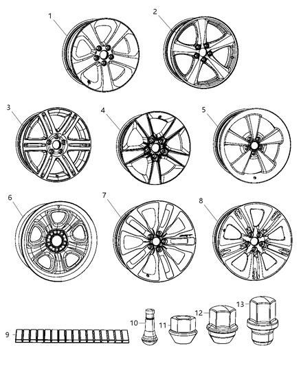 2012 Dodge Charger Wheel, Alloy, Black Diagram for 5181849AC