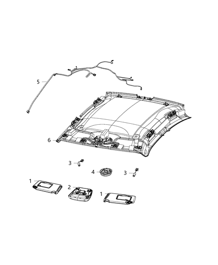 2018 Dodge Charger Lamps, Interior Headliner Diagram 2 - Thumbnail