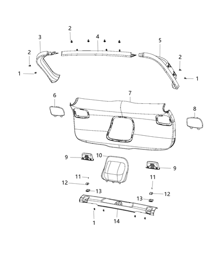 2018 Jeep Cherokee Pull Pocket, Black, Rear Diagram for 1UA33DX9AA