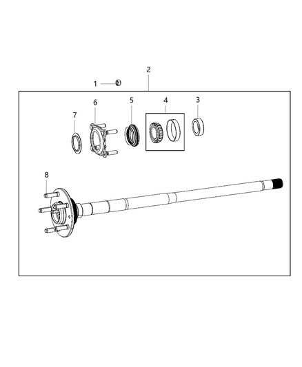 2020 Jeep Wrangler Axle Shafts, Rear Diagram