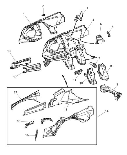 2004 Chrysler Crossfire Strut Support, Front Passenger Side Diagram for 5101712AA
