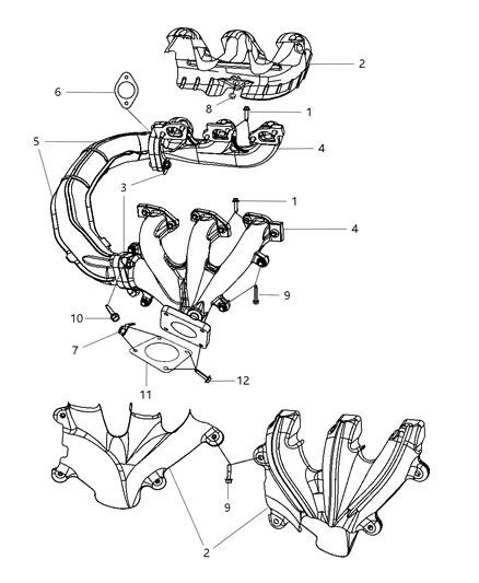 2010 Dodge Grand Caravan Manifold Gasket, Front Diagram for 4881012AC