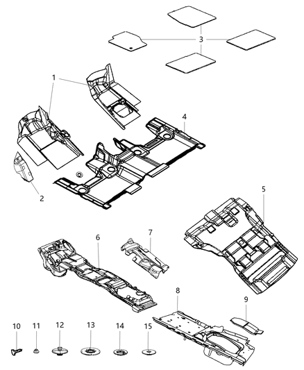 2020 Jeep Grand Cherokee Carpet Front Floor Diagram for 5VK15DX9AC