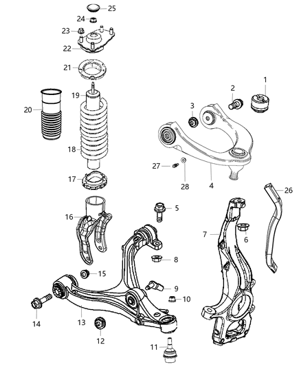 2013 Dodge Durango Lower Control Arm Bolt, Front Diagram for 6104257AA