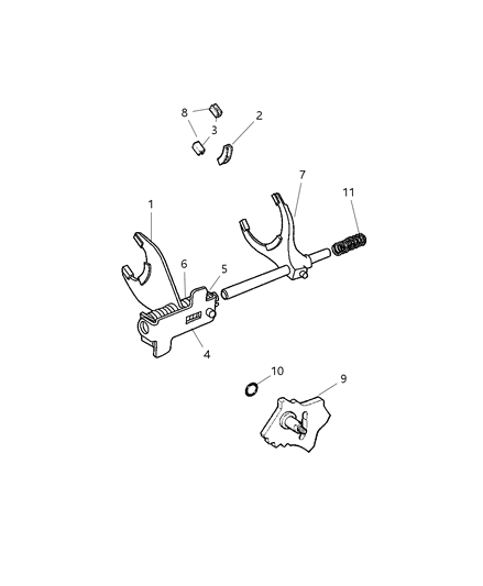 2003 Dodge Dakota Fork Transfer Case Mode Shift Diagram for 5080533AA