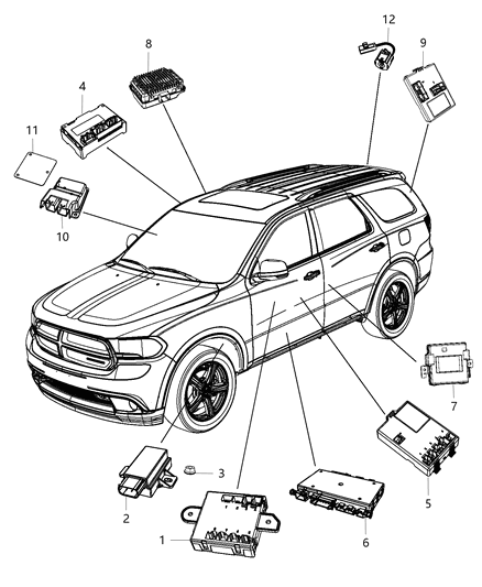 2015 Dodge Durango Bracket Occupant Restraint Module Diagram for 68227726AA