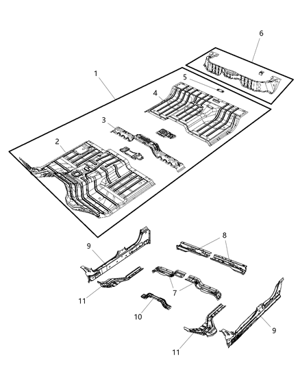 2020 Ram 1500 Pan Front Floor Diagram for 68269461AD