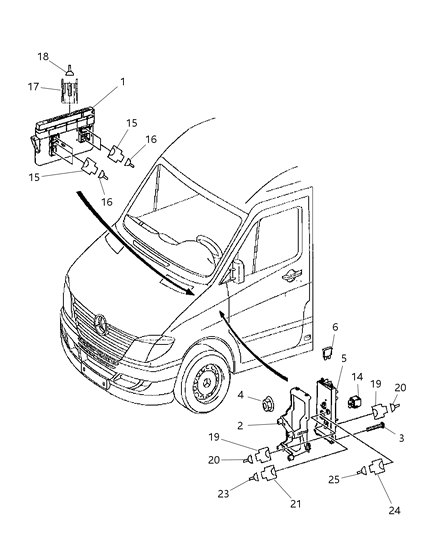 2009 Dodge Sprinter 3500 Module Body Controller Diagram for 68013368AA