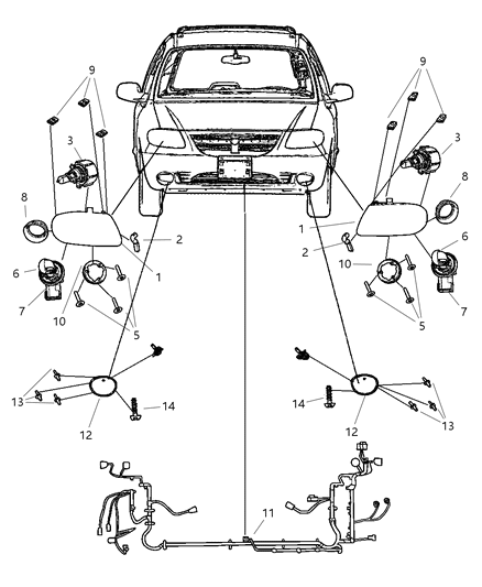 2007 Dodge Grand Caravan Headlamp Assembly, Front Driver Side Diagram for 4857701AC