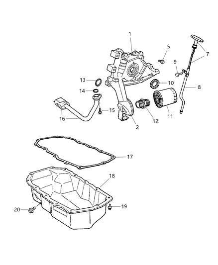 2006 Jeep Wrangler Engine Oiling Diagram 1 - Thumbnail