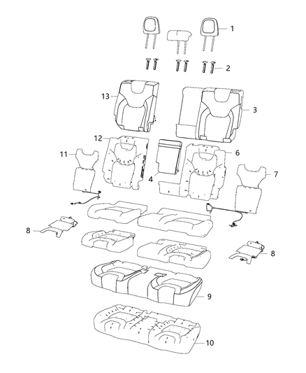 2021 Jeep Cherokee Armrest, Black, Rear Center Diagram for 1WD48DX9AD