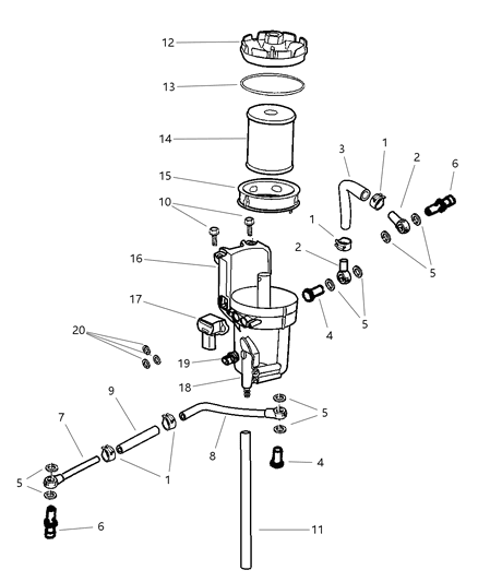2002 Dodge Ram 3500 Regular Cab Air Fuel Control & Fuel Filter Diagram
