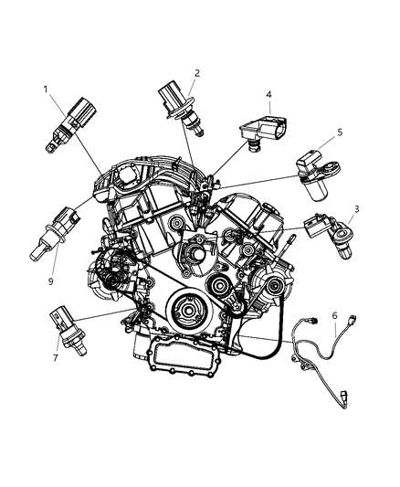 2010 Dodge Journey Sensors - Engine Diagram 3 - Thumbnail