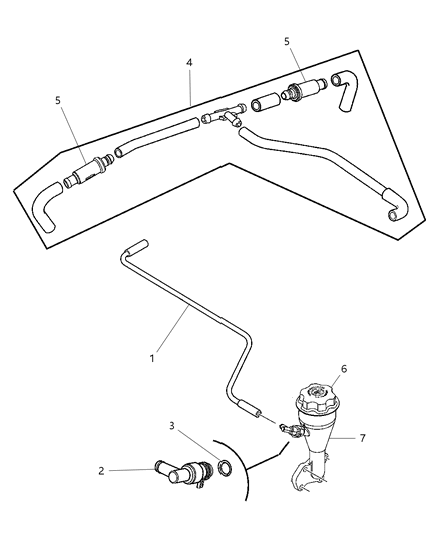 2006 Dodge Dakota Hose Crankcase Vent Diagram for 53032836AB