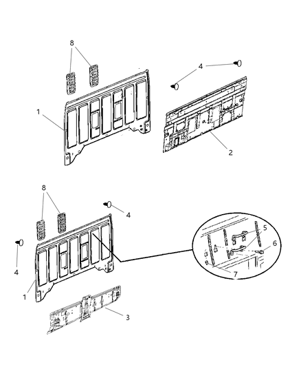 2008 Dodge Dakota Lower Reinforcement, Rear Diagram for 55112094AB