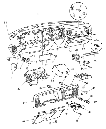 1997 Dodge Ram 2500 Headlamp Switch Diagram for 4886449AB