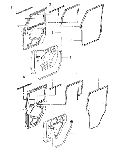 2018 Jeep Wrangler JK (Previous-generation) Body Weatherstrips & Seals Diagram