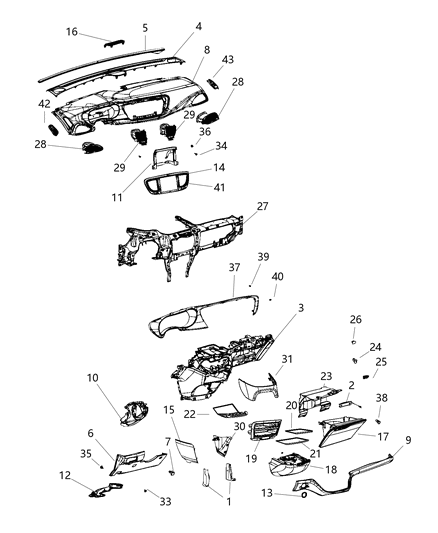 2017 Chrysler Pacifica Lower Cover, Gray, Outer Driver Side Diagram for 6EL32PD2AA