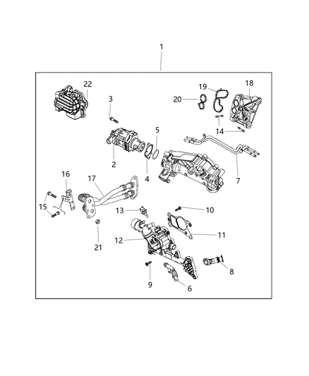 2018 Jeep Compass Cooler Kit EGR Valve Diagram for 68376412AA