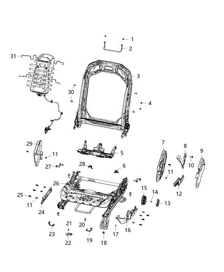 2020 Jeep Wrangler Adjusters, Recliners, Shields And Risers - Driver Seat Diagram 2 - Thumbnail