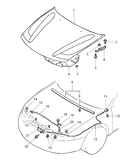 2000 Chrysler Sebring Hinge Bolt Diagram for MU240104