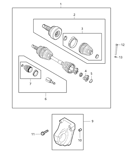 2020 Jeep Renegade Outer CV Joint, Front Passenger Side Diagram for 68356467AA