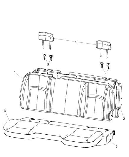 2013 Ram 3500 Cab Chassis Crew Cab Rear Seat - Bench Diagram