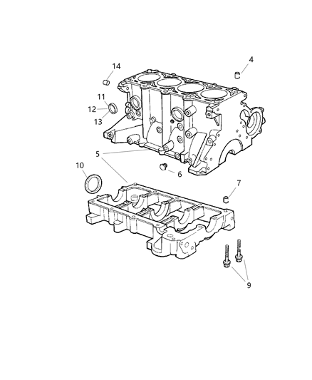 2004 Chrysler PT Cruiser Cylinder Block & Related Parts Diagram 3 - Thumbnail