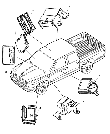 2003 Dodge Dakota Module Engine Controller Diagram for 56028716AF
