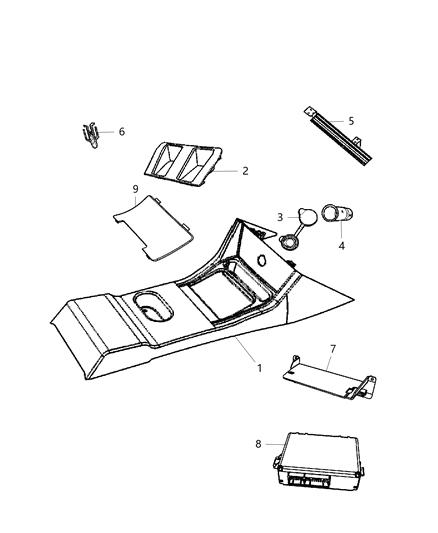 2011 Dodge Charger Floor Console Front Diagram 2 - Thumbnail