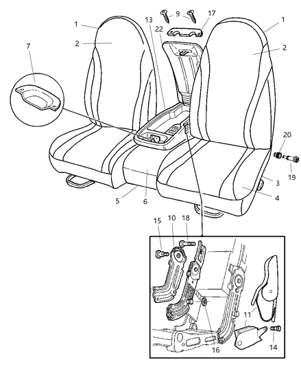 2001 Dodge Dakota Seat Cover, Taupe, Front Passenger Side Diagram for UG511L5AA